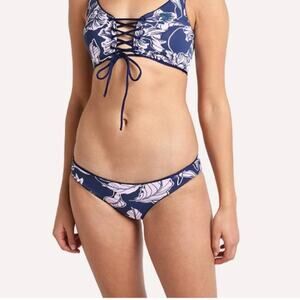 Maaji Floral Bikini Bottoms Reversible Blue Size XS